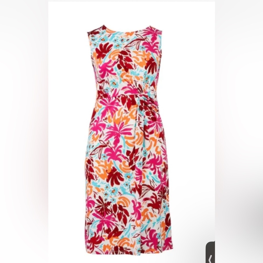 Maggy London Colorful Sleeveless Twist Front Summer Midi Dress NWT- Size 0 - Picture 3 of 5